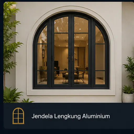 Proyek jendela lengkung aluminium custom di Bekasi